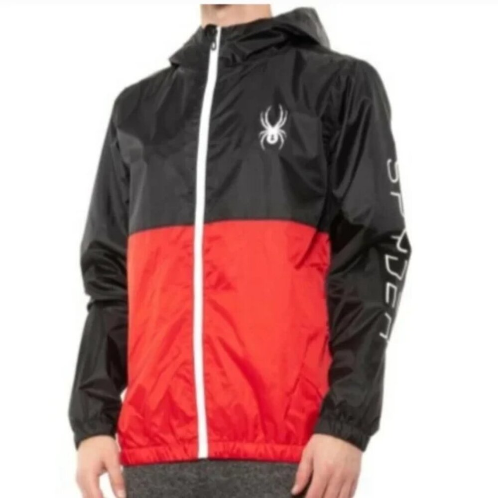 Spyder Optic Men's Water Resistant Jacket Size  L Black / Red